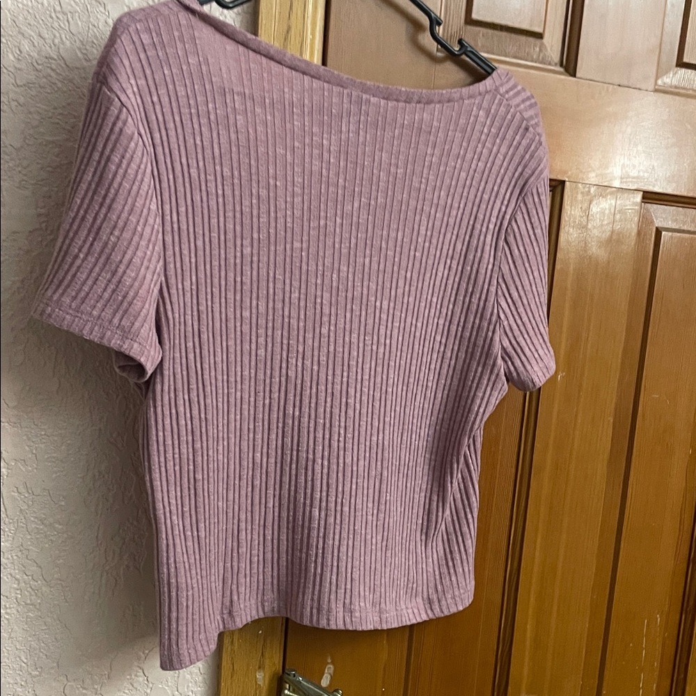 Wild Fable Mauve Ribbed Button-Down Top - Picture 3 of 3